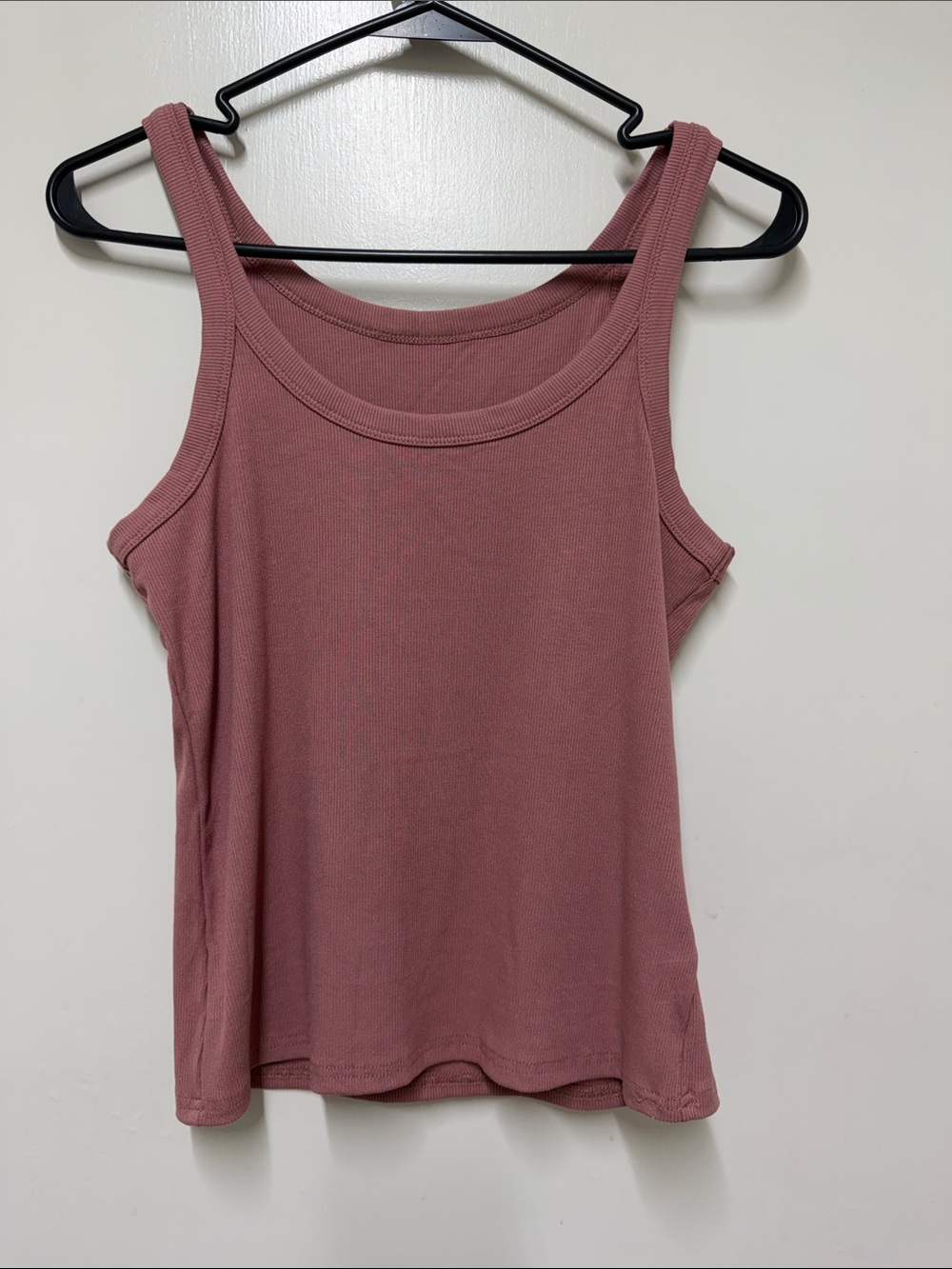Ribbed Scoop Neck Tank Top - Dusty Mauve